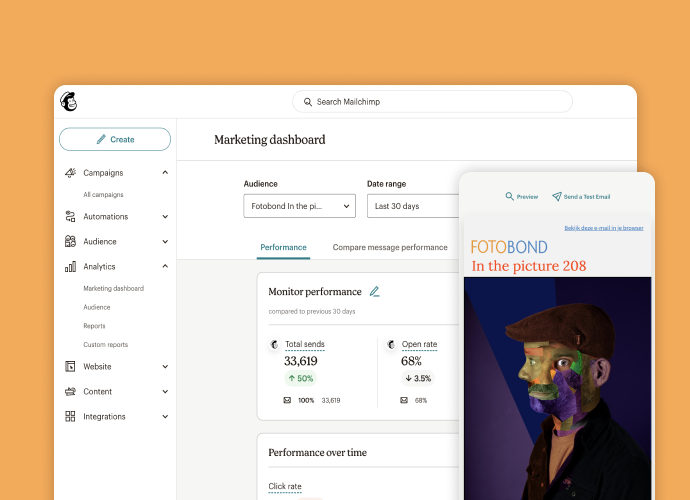 Marketing dashboard Mailchip that shows results - communicatie