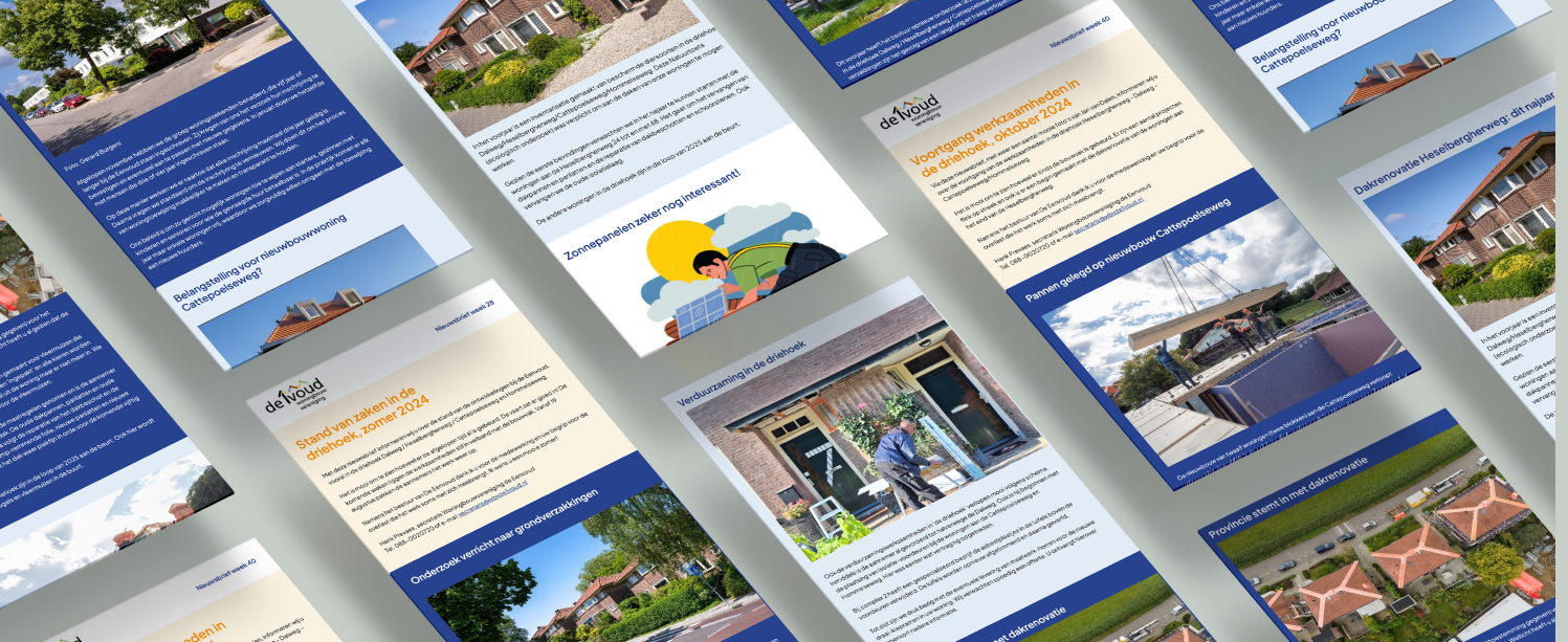 Woning bouw vereniging grid mockup van nieuwsbrief