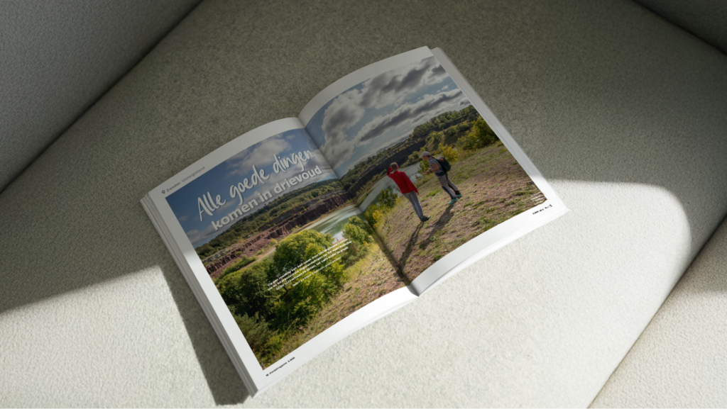 Magazine mockup centerfold on ocuch - wandel magazine - hiking - daily creative agency